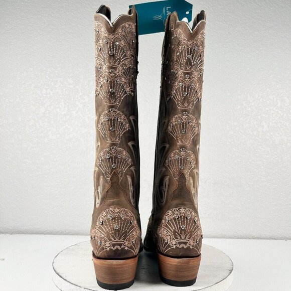 NEW Lane CALYPSO Womens Cowboy Boots 8.5 Brown Western Cowgirl Mid Calf Tall - Picture 3 of 11
